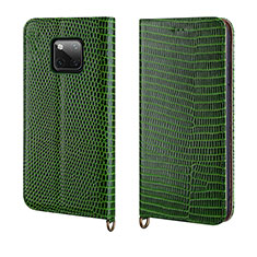 Leather Case Stands Flip Cover P04 Holder for Huawei Mate 20 Pro Green