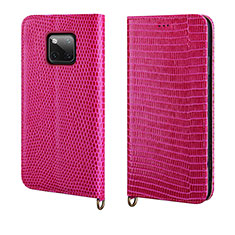 Leather Case Stands Flip Cover P04 Holder for Huawei Mate 20 Pro Hot Pink