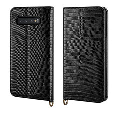 Leather Case Stands Flip Cover P04 Holder for Samsung Galaxy S10 5G Black