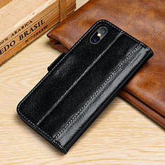 Leather Case Stands Flip Cover P05 Holder for Apple iPhone Xs Black