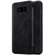 Leather Case Stands Flip Cover S01 for Samsung Galaxy S8 Black