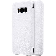 Leather Case Stands Flip Cover S01 for Samsung Galaxy S8 White