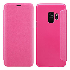 Leather Case Stands Flip Cover S01 for Samsung Galaxy S9 Hot Pink