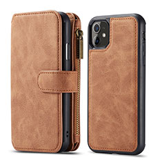 Leather Case Stands Flip Cover T01 Holder for Apple iPhone 11 Brown