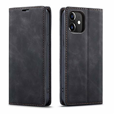 Leather Case Stands Flip Cover T01 Holder for Apple iPhone 12 Black