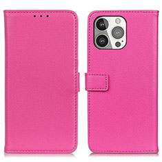 Leather Case Stands Flip Cover T01 Holder for Apple iPhone 13 Pro Hot Pink
