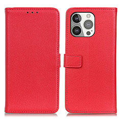 Leather Case Stands Flip Cover T01 Holder for Apple iPhone 13 Pro Max Red