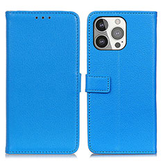 Leather Case Stands Flip Cover T01 Holder for Apple iPhone 14 Pro Max Blue