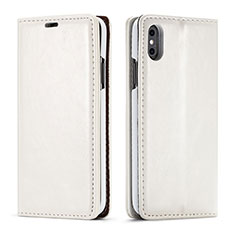 Leather Case Stands Flip Cover T01 Holder for Apple iPhone X White