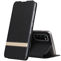 Leather Case Stands Flip Cover T01 Holder for Huawei Honor V30 5G Black