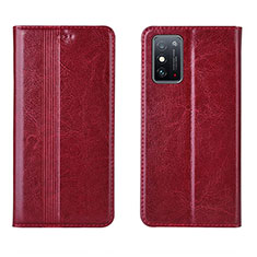 Leather Case Stands Flip Cover T01 Holder for Huawei Honor X10 Max 5G Red Wine