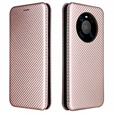 Leather Case Stands Flip Cover T01 Holder for Huawei Mate 40E 4G Rose Gold