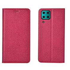 Leather Case Stands Flip Cover T01 Holder for Huawei Nova 6 SE Hot Pink