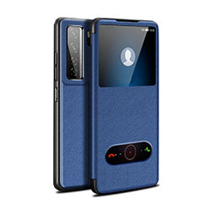 Leather Case Stands Flip Cover T01 Holder for Huawei Nova 7 SE 5G Blue