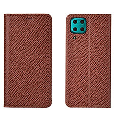 Leather Case Stands Flip Cover T01 Holder for Huawei Nova 7i Brown