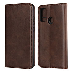 Leather Case Stands Flip Cover T01 Holder for Huawei P Smart (2020) Brown
