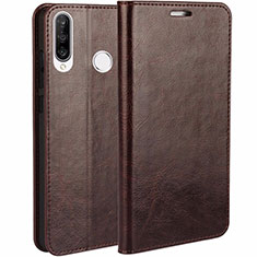 Leather Case Stands Flip Cover T01 Holder for Huawei P30 Lite New Edition Brown