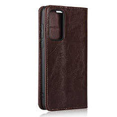 Leather Case Stands Flip Cover T01 Holder for Huawei P40 Brown