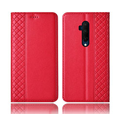 Leather Case Stands Flip Cover T01 Holder for OnePlus 7T Pro Red