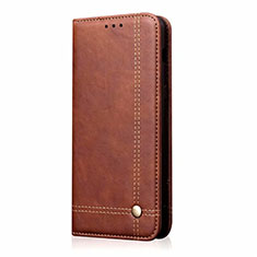 Leather Case Stands Flip Cover T01 Holder for Oppo A52 Brown