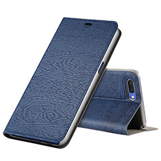 Leather Case Stands Flip Cover T01 Holder for Oppo R17 Neo Blue