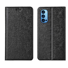 Leather Case Stands Flip Cover T01 Holder for Oppo Reno4 5G Black