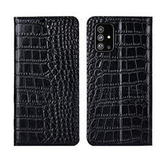 Leather Case Stands Flip Cover T01 Holder for Samsung Galaxy A51 5G Black