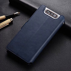 Leather Case Stands Flip Cover T01 Holder for Samsung Galaxy A90 4G Blue