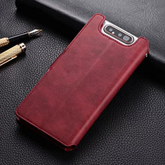 Leather Case Stands Flip Cover T01 Holder for Samsung Galaxy A90 4G Red