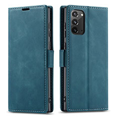 Leather Case Stands Flip Cover T01 Holder for Samsung Galaxy Note 20 5G Blue