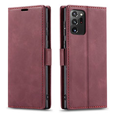 Leather Case Stands Flip Cover T01 Holder for Samsung Galaxy Note 20 Ultra 5G Red Wine