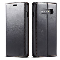 Leather Case Stands Flip Cover T01 Holder for Samsung Galaxy S10 5G Black