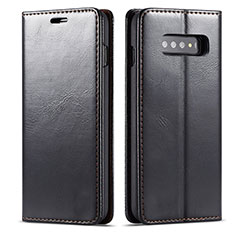 Leather Case Stands Flip Cover T01 Holder for Samsung Galaxy S10 Plus Black