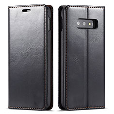 Leather Case Stands Flip Cover T01 Holder for Samsung Galaxy S10e Black