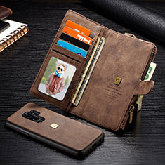 Leather Case Stands Flip Cover T01 Holder for Samsung Galaxy S9 Plus Brown