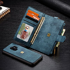 Leather Case Stands Flip Cover T01 Holder for Samsung Galaxy S9 Sky Blue