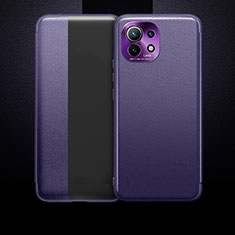 Leather Case Stands Flip Cover T01 Holder for Xiaomi Mi 11 5G Purple