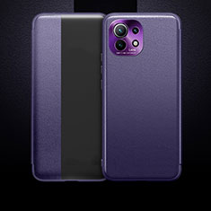 Leather Case Stands Flip Cover T01 Holder for Xiaomi Mi 11 Lite 4G Purple