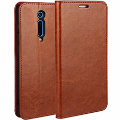 Leather Case Stands Flip Cover T01 Holder for Xiaomi Mi 9T Pro Orange
