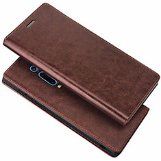 Leather Case Stands Flip Cover T01 Holder for Xiaomi Redmi K20 Pro Brown