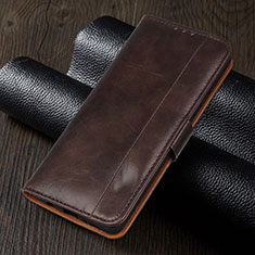 Leather Case Stands Flip Cover T01 Holder for Xiaomi Redmi Note 9 Pro Brown