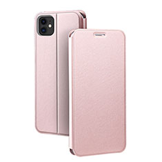 Leather Case Stands Flip Cover T02 Holder for Apple iPhone 11 Rose Gold
