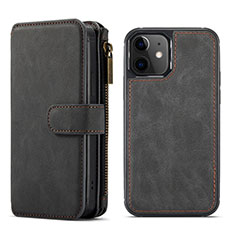 Leather Case Stands Flip Cover T02 Holder for Apple iPhone 12 Mini Black