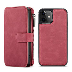 Leather Case Stands Flip Cover T02 Holder for Apple iPhone 12 Red