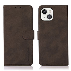 Leather Case Stands Flip Cover T02 Holder for Apple iPhone 14 Brown