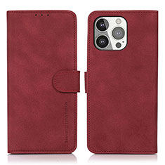 Leather Case Stands Flip Cover T02 Holder for Apple iPhone 14 Pro Max Red