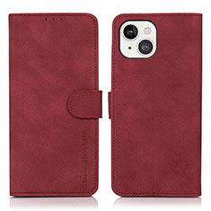 Leather Case Stands Flip Cover T02 Holder for Apple iPhone 14 Red