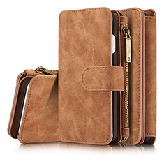 Leather Case Stands Flip Cover T02 Holder for Apple iPhone SE3 2022 Orange