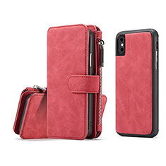 Leather Case Stands Flip Cover T02 Holder for Apple iPhone Xs Max Red