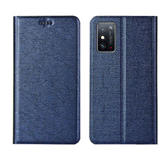 Leather Case Stands Flip Cover T02 Holder for Huawei Honor X10 Max 5G Blue